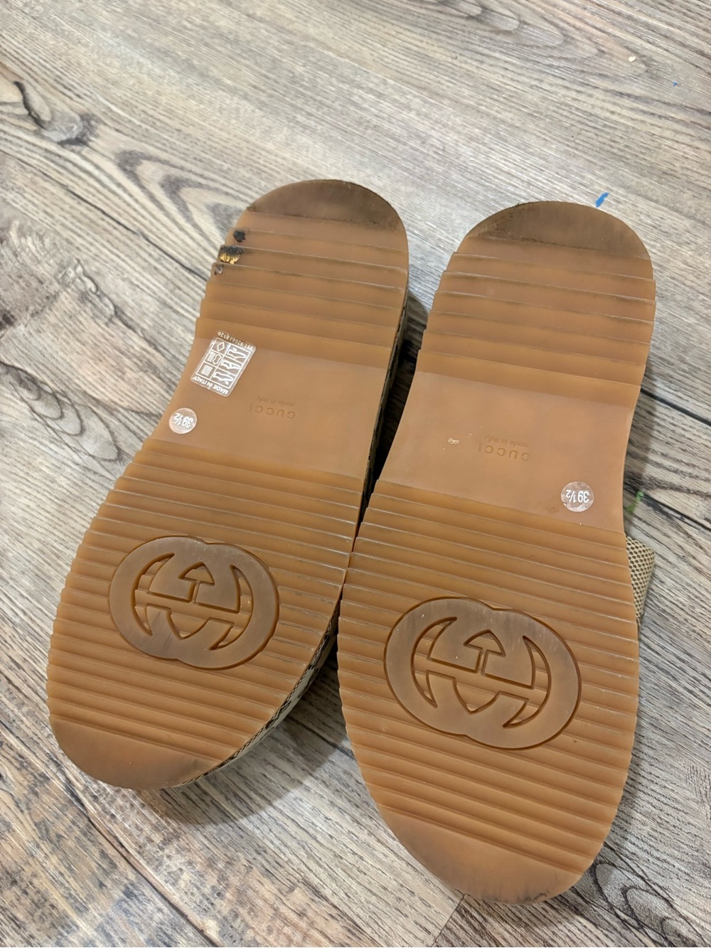 Gucci Beige and Brown GG Canvas Platform Slides - Picture 3 of 3